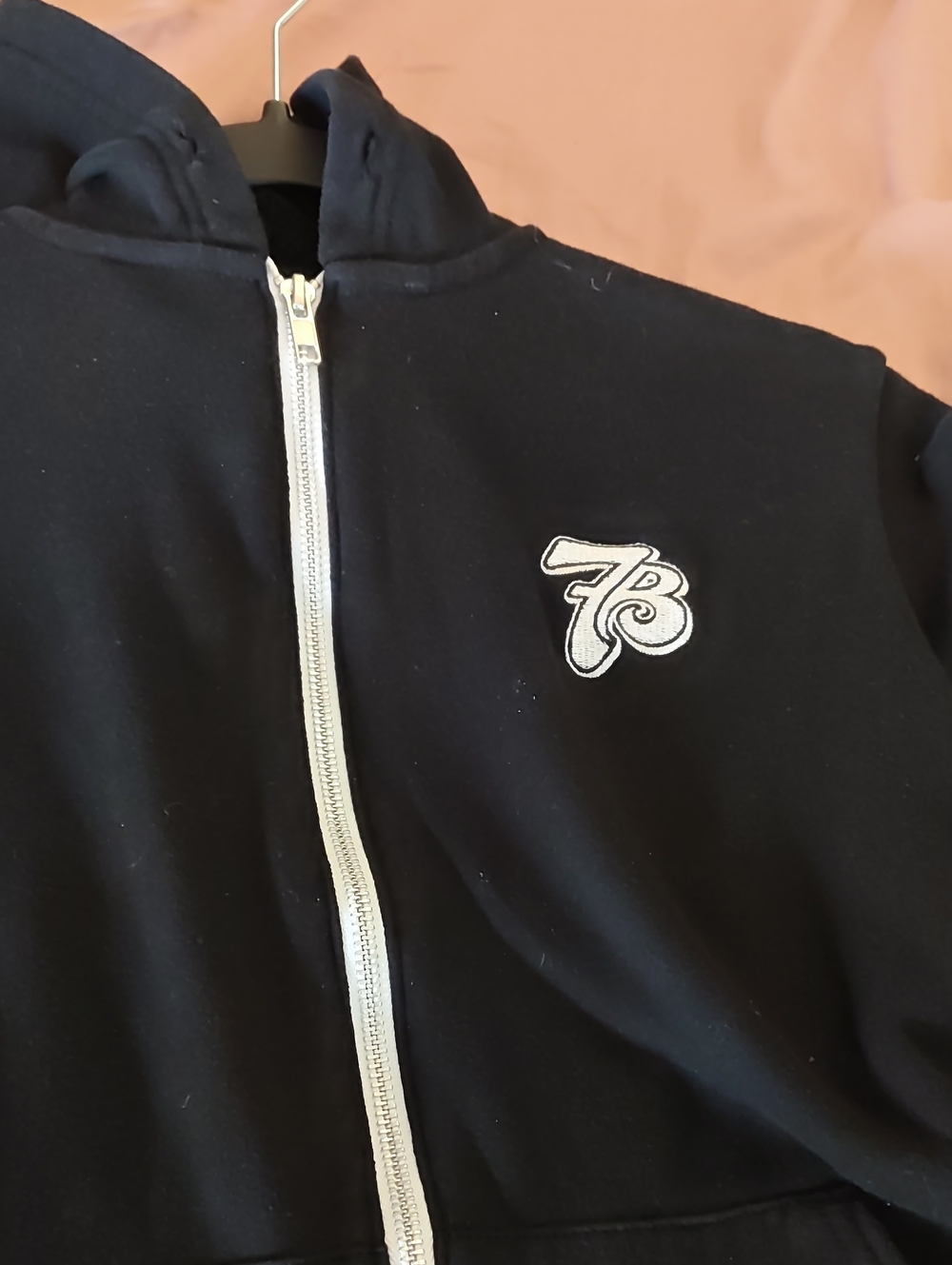 Bella Canvas Black Zip Hoodie with White Trim